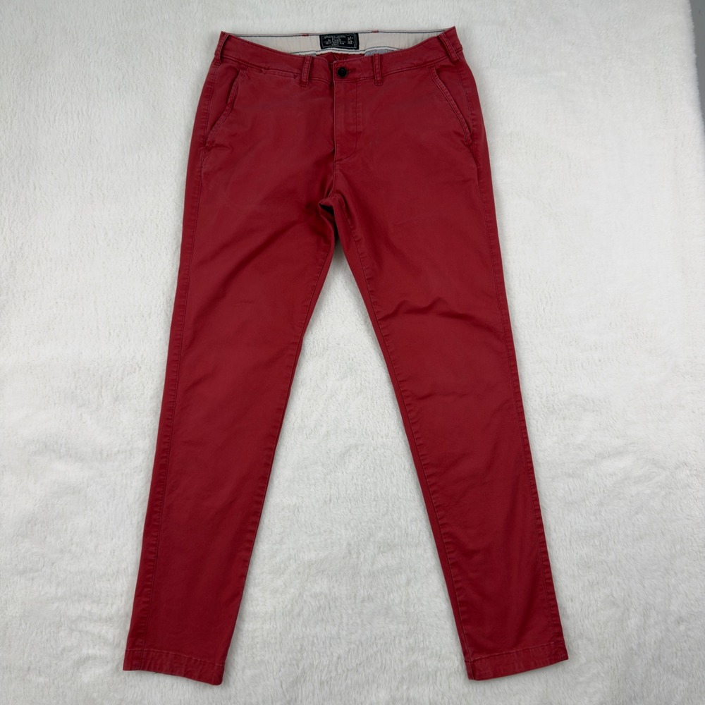 Abercrombie & Fitch Felix Super Slim Stretch Chino Pants Red Mens 31x32